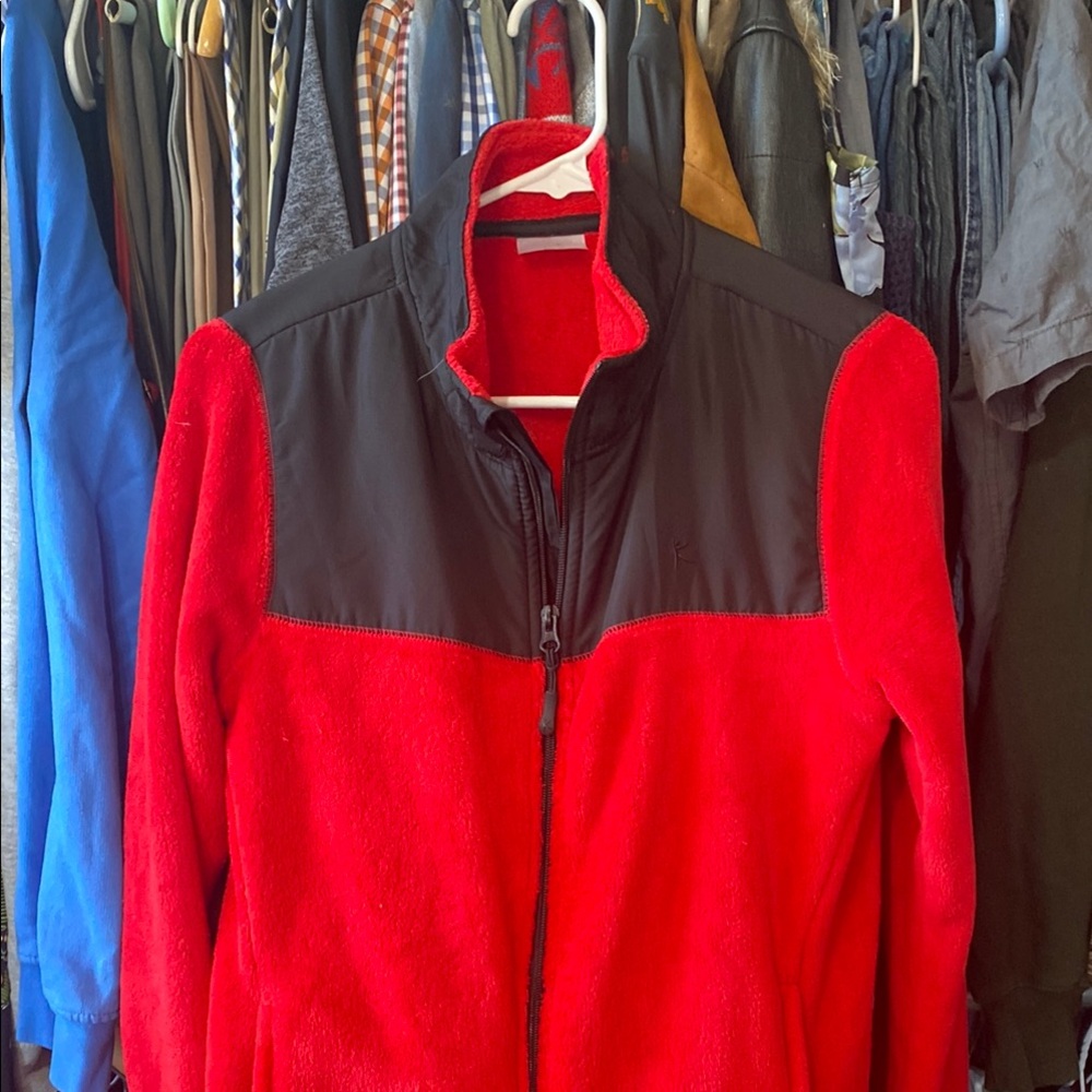 Danskin Red Fleece Jacket with Black Trim